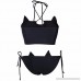 ZS58 Women Girls Bikini Set Two Piece Swimsuit Black Cat Print Bathing Suits Halter Padded Bra Tied Bottom Black Cat Bikini Set B07LFN98FG